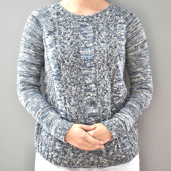NWT Sonoma Life + Style Blue Heather Knit Winter Warm Long Sleeve Sweater - Picture 1 of 7